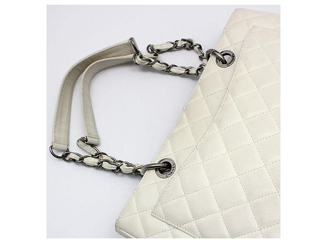 Chanel Borsa a Spalla White Caviar Grand Shopping Bianco - vista 6