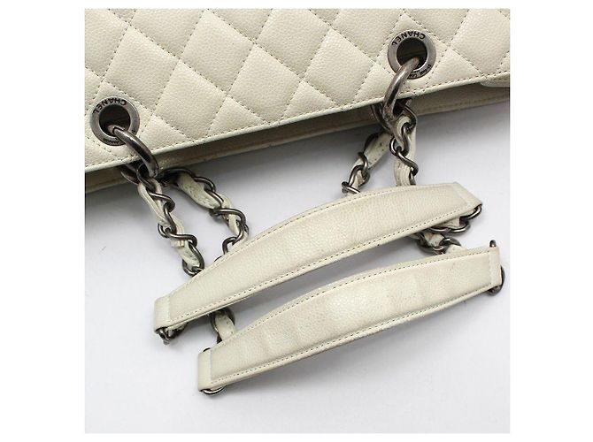 Chanel Borsa a Spalla White Caviar Grand Shopping Bianco - vista 7