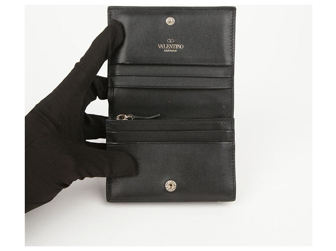 Valentino Portafoglio Rockstud in pelle nera Nero - vista 8