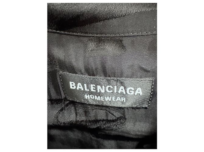 Balenciaga Seidenhemd mit Logo Kurzarm Größe Silber - Ansicht 3