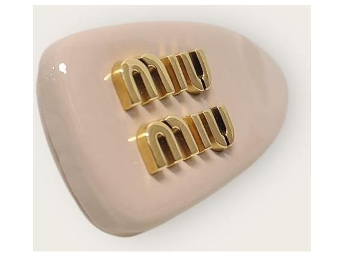 Miu Miu Clip per capelli in vernice rosa cipria - vista 3