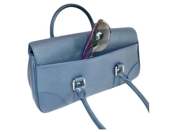 Louis Vuitton Borsa Tote LV Secours PM Epi Leather Blue Top Handle Bag - vista 4