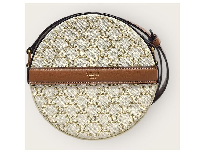 Céline Borsa rotonda in tela White Triomphe Bianco - vista 2