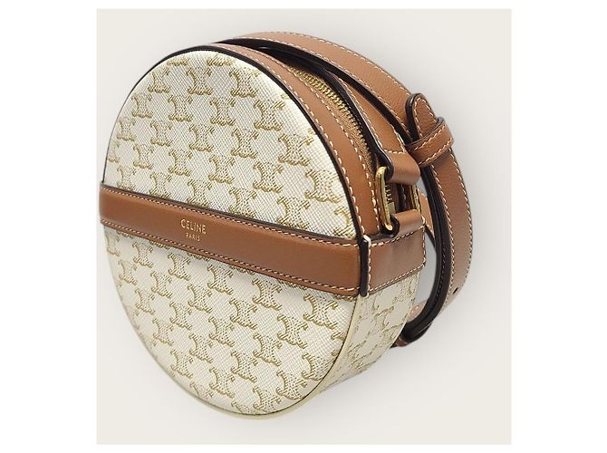 Céline Borsa rotonda in tela White Triomphe Bianco - vista 3