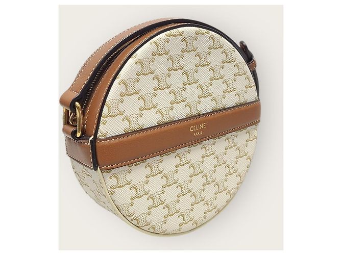 Céline Borsa rotonda in tela White Triomphe Bianco - vista 4