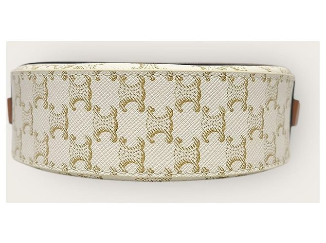 Céline Borsa rotonda in tela White Triomphe Bianco - vista 7
