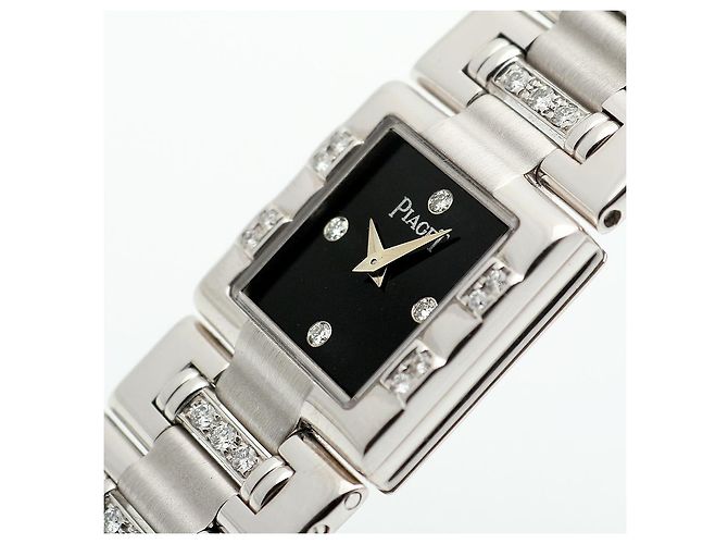 Piaget Reloj Pulsera de Oro Pequeño Reloj de Oro Blanco Joya de Ónix Bisel de Diamantes Tras-engastado - vista 10