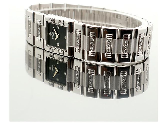 Piaget Reloj Pulsera de Oro Pequeño Reloj de Oro Blanco Joya de Ónix Bisel de Diamantes Tras-engastado - vista 18
