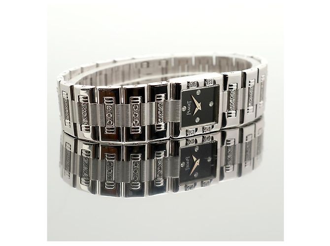 Piaget Reloj Pulsera de Oro Pequeño Reloj de Oro Blanco Joya de Ónix Bisel de Diamantes Tras-engastado - vista 2