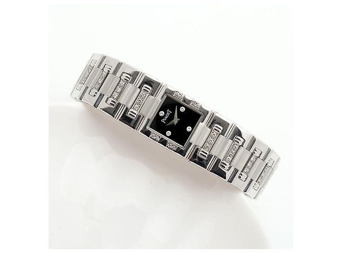 Piaget Reloj Pulsera de Oro Pequeño Reloj de Oro Blanco Joya de Ónix Bisel de Diamantes Tras-engastado - vista 20