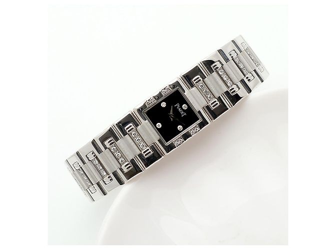 Piaget Reloj Pulsera de Oro Pequeño Reloj de Oro Blanco Joya de Ónix Bisel de Diamantes Tras-engastado - vista 21