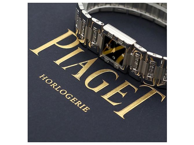 Piaget Reloj Pulsera de Oro Pequeño Reloj de Oro Blanco Joya de Ónix Bisel de Diamantes Tras-engastado - vista 23