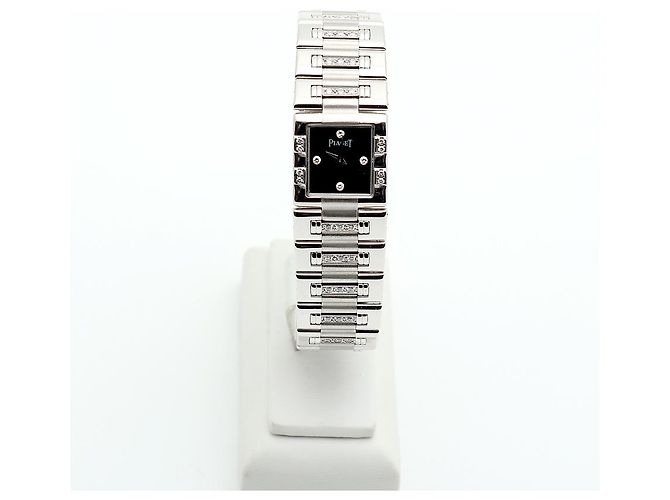 Piaget Reloj Pulsera de Oro Pequeño Reloj de Oro Blanco Joya de Ónix Bisel de Diamantes Tras-engastado - vista 3