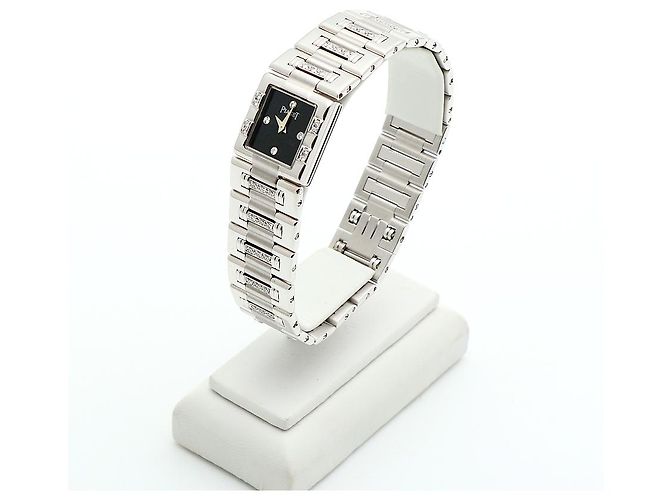 Piaget Reloj Pulsera de Oro Pequeño Reloj de Oro Blanco Joya de Ónix Bisel de Diamantes Tras-engastado - vista 4