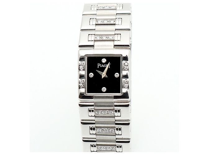 Piaget Reloj Pulsera de Oro Pequeño Reloj de Oro Blanco Joya de Ónix Bisel de Diamantes Tras-engastado - vista 8