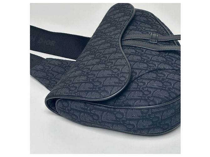 Dior Borsa Sella Oblique Jacquard da Uomo Nera Nero - vista 4