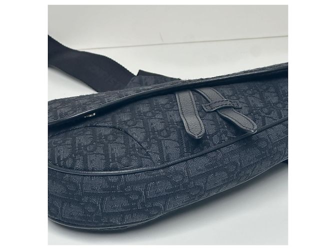 Dior Borsa Sella Oblique Jacquard da Uomo Nera Nero - vista 9