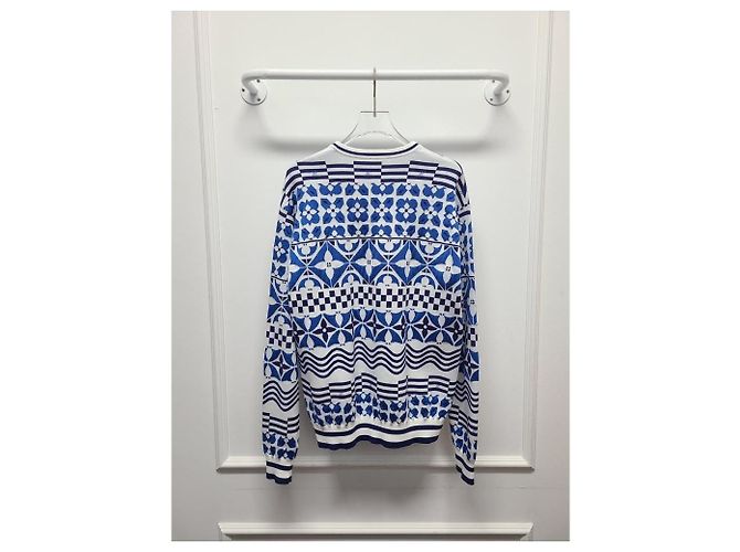 Louis Vuitton Blue Monogram Tile Jacquard Pullover Knit - view 5