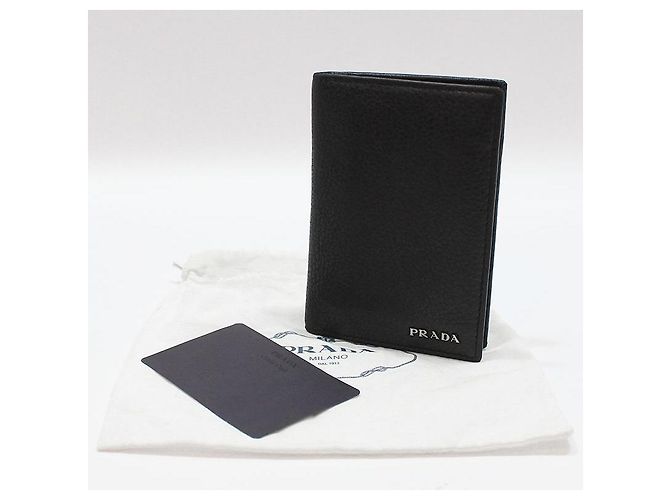 Prada Black Vitello Grain Silver Card Holder - view 2