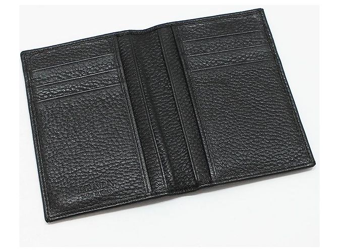 Prada Black Vitello Grain Silver Card Holder - view 6