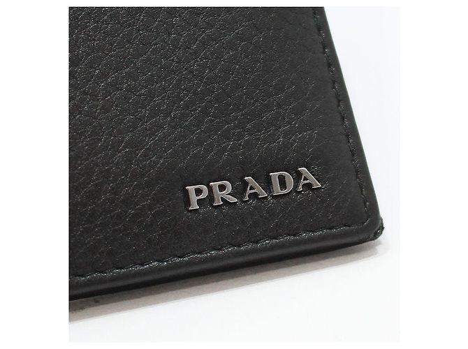 Prada Black Vitello Grain Silver Card Holder - view 8