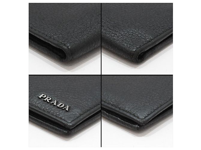 Prada Black Vitello Grain Silver Card Holder - view 9