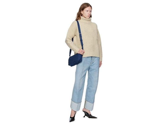 Bottega Veneta Borsa fotocamera in denim blu indaco - vista 9