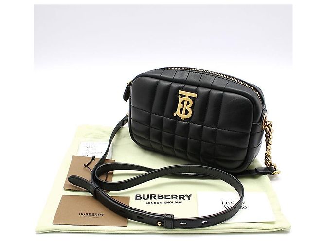 Burberry Mini borsa a tracolla Lola in pelle nera con logo TB dorato Nero - vista 2