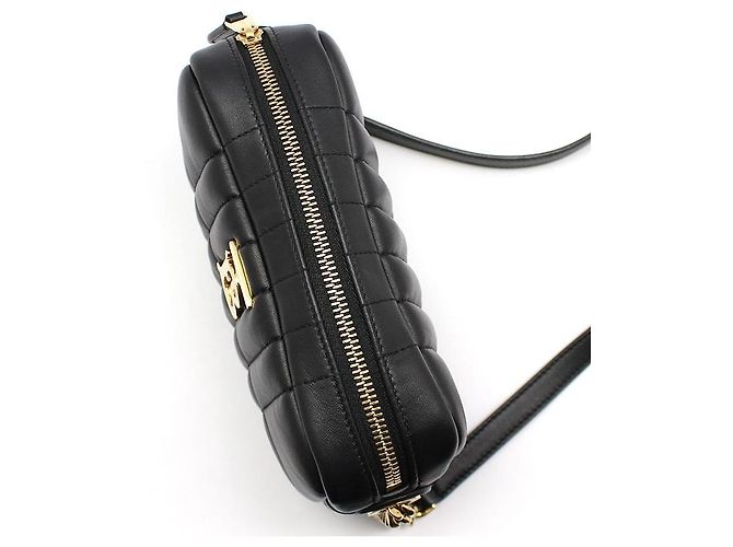 Burberry Mini borsa a tracolla Lola in pelle nera con logo TB dorato Nero - vista 6