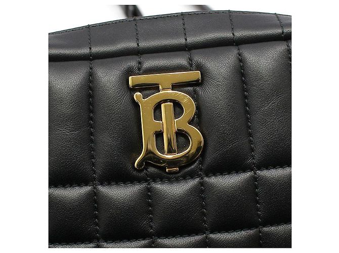 Burberry Mini borsa a tracolla Lola in pelle nera con logo TB dorato Nero - vista 7