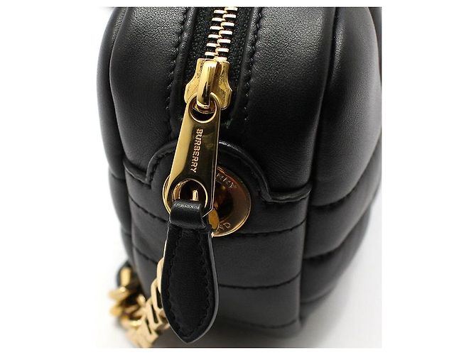 Burberry Mini borsa a tracolla Lola in pelle nera con logo TB dorato Nero - vista 8