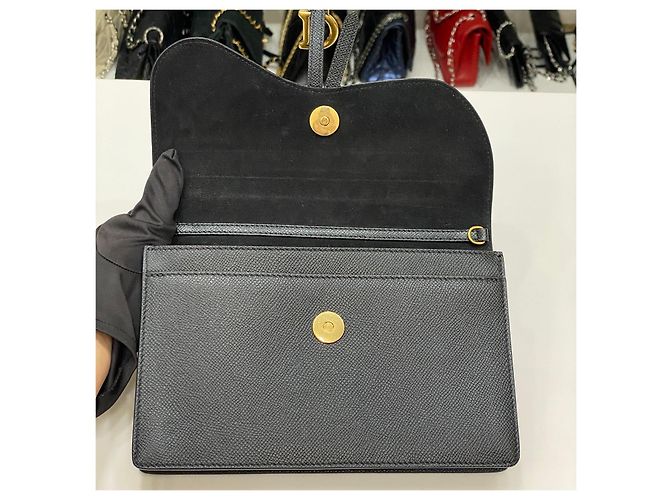 Dior Borsa a tracolla Saddle Chain in pelle di vitello nera Nero - vista 5
