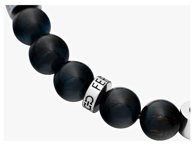 Salvatore Ferragamo Bracciale Gancini Stone Large Blu da Uomo - vista 7