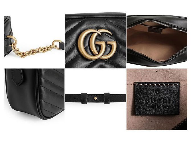 Gucci Borsa a Spalla Matelassé Small Chain Nero - vista 9