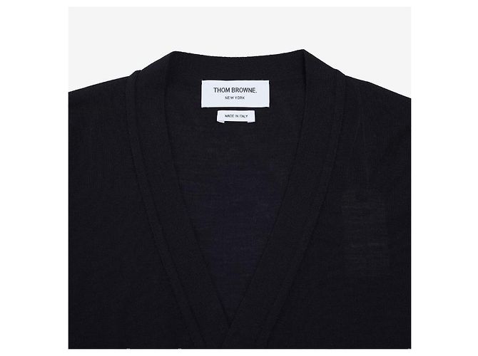 Thom Browne Nachhaltiger Merino-Woll-Cardigan für Herren, Bar Stripe stamp: Schwarz - Ansicht 6