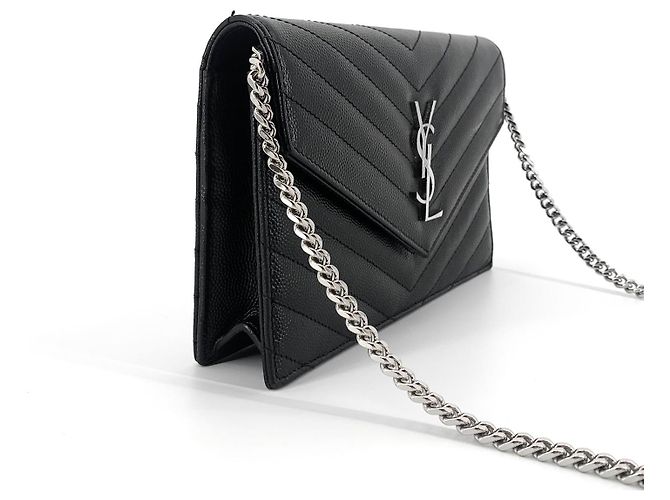 Saint Laurent Borsa a tracolla WOC Monogram Envelope con catena Nero - vista 5