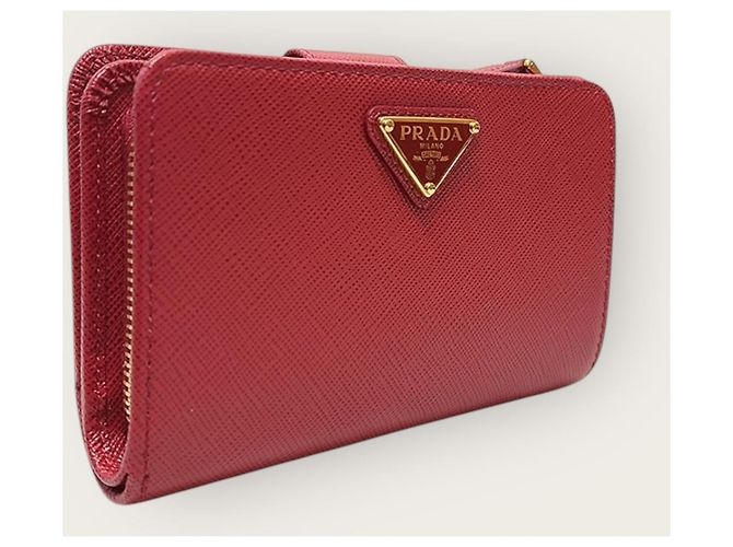Prada Red Saffiano Triangle Logo Women's Wallet - view 2