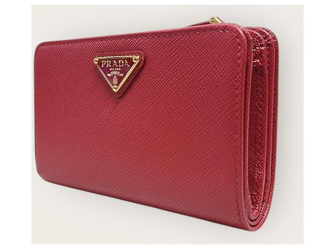 Prada Red Saffiano Triangle Logo Women's Wallet - view 3