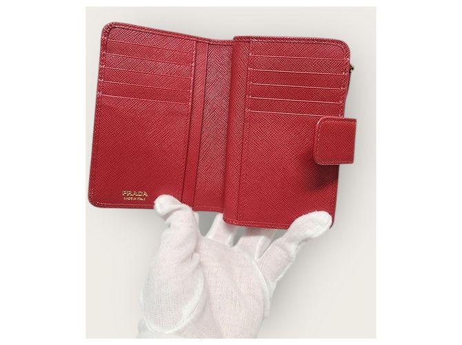 Prada Red Saffiano Triangle Logo Women's Wallet - view 4