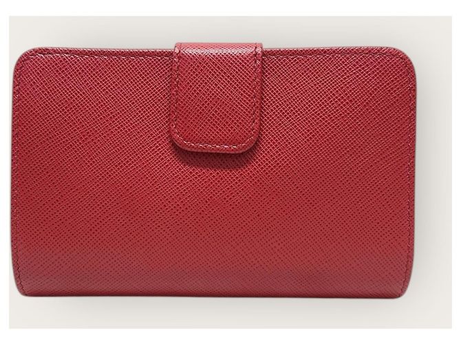Prada Red Saffiano Triangle Logo Women's Wallet - view 6