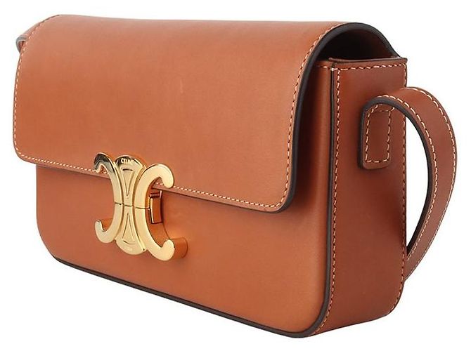 Céline Borsa a tracolla Triomphe in pelle di vitello naturale Marrone - vista 2
