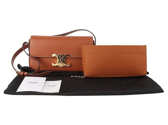 Céline Borsa a tracolla Triomphe in pelle di vitello naturale Marrone - vista 8