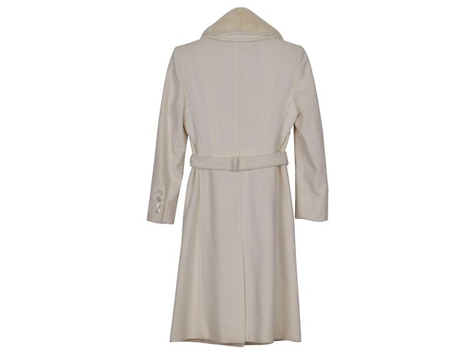 Gucci Abrigo de lana con cinturón marfil Blanco - vista 2