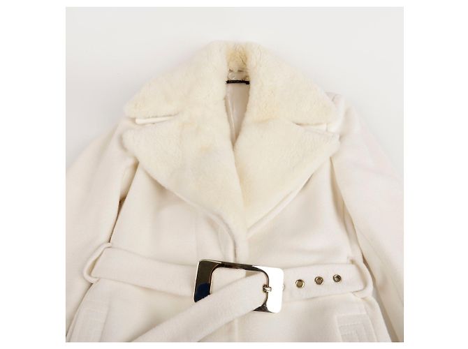 Gucci Abrigo de lana con cinturón marfil Blanco - vista 3