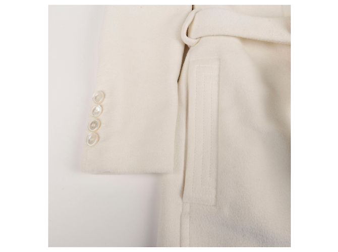 Gucci Abrigo de lana con cinturón marfil Blanco - vista 6