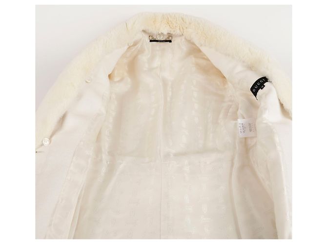Gucci Abrigo de lana con cinturón marfil Blanco - vista 8