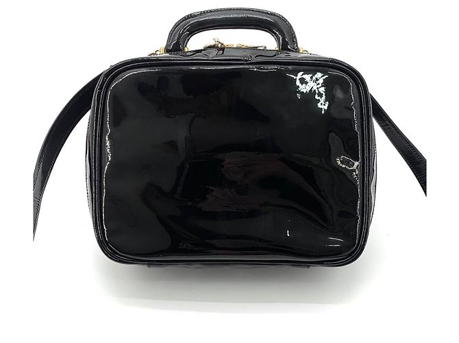 Chanel Borsa Tote con Manico Superiore Cosmético Brevettato con Tracolla Nero - vista 3