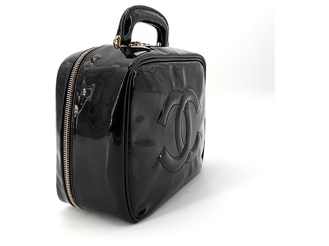 Chanel Borsa Tote con Manico Superiore Cosmético Brevettato con Tracolla Nero - vista 5