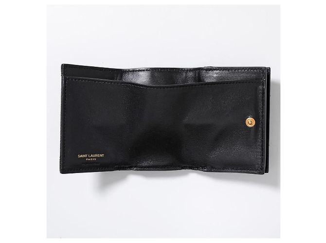 Saint Laurent Black Monogram Grained Poudre Embossed Leather Small Wallet - view 15