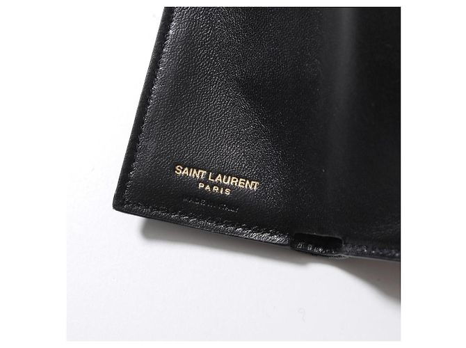 Saint Laurent Black Monogram Grained Poudre Embossed Leather Small Wallet - view 17